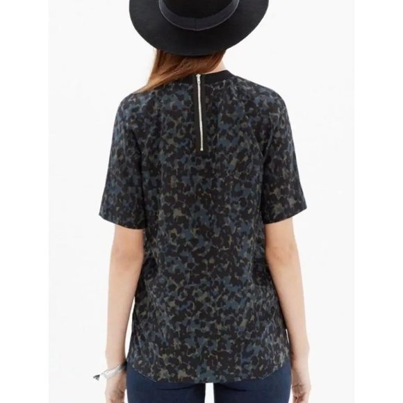 Madewell Ink Spot Leopard Silk Front Row Blouse - Size XS - Picture 3 of 6